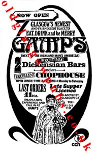 Advert from 1971 for Gamps Argyle Street, Glasgow