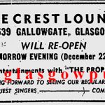 Image of the Crest Lounge 539 Gallowgate advert 1972